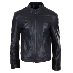 Real Leather Classic Mens Biker Style Jacket – Black