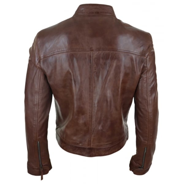 Lear Leather Classic Men's Biker Style Jacket - Brown