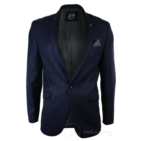 Mens Violet Herringbone Tweed Vintage Slim Fit Blazer Jacket Black Trim Smart Casual-Purple