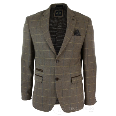 Mens Check Vintage Herringbone Tweed Grey Charcoal Blazer Jacket Fitted-Oak