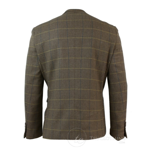 Mens Check Vintage Herringbone Tweed Grey Charcoal Blazer Jacket Fitted-Oak