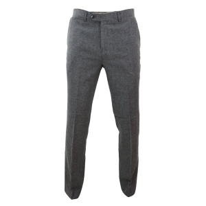 Mens Dark Grey Herringbone Tweed Trousers