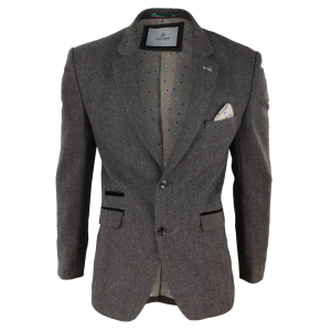 Mens Herringbone Tweed Blazer – Cavani Martez – Tan