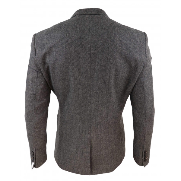 Mens Herringbone Tweed Blazer - Cavani Martez - Tan