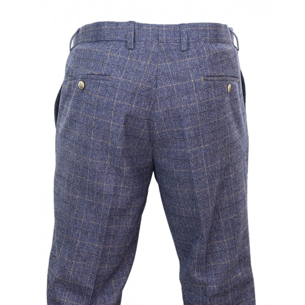 Mens Blue Check Trousers - Cavani Matteo