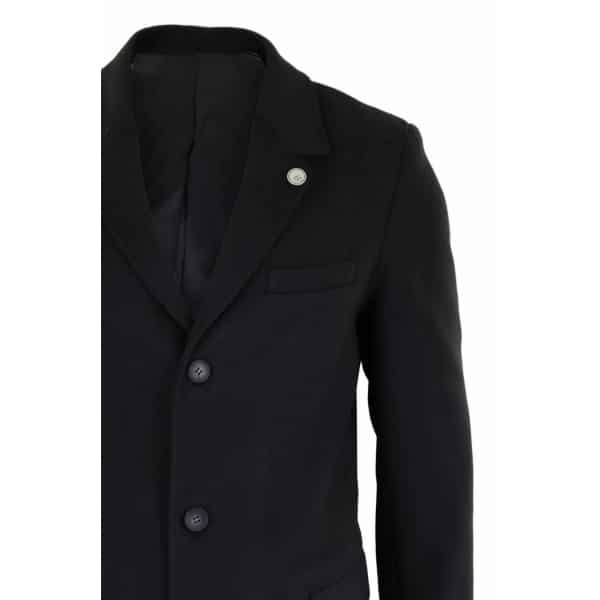 Men's Classic Wool Long Overcoat-Black