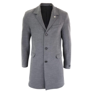 Men’s Classic Wool Long Overcoat-Grey