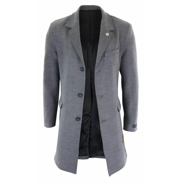 Men's Classic Wool Long Overcoat-Grey