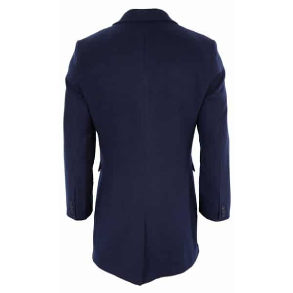 Men's Classic Wool Long Overcoat-Navy