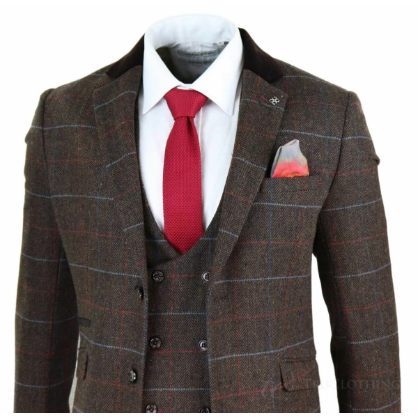 Men's Dark Brown Tweed Suit - Cavani Tommy