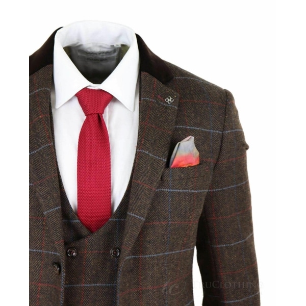 Men's Dark Brown Tweed Suit - Cavani Tommy