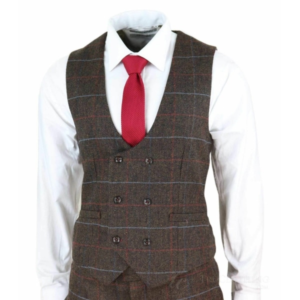 Men's Dark Brown Tweed Suit - Cavani Tommy