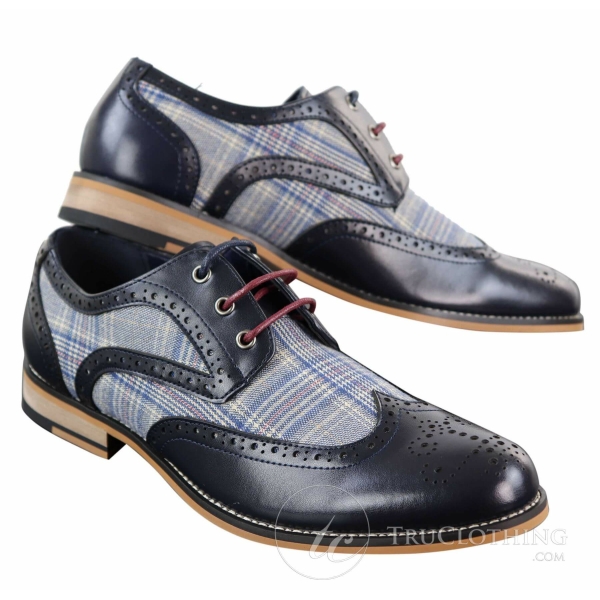 Men's Leather and Tweed Vintage Shoes - Cavani Oslo