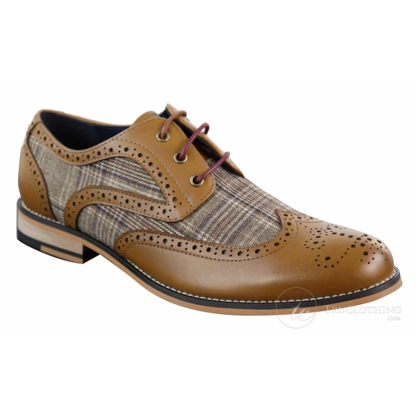 Men's Leather and Tweed Vintage Shoes - Cavani Oslo