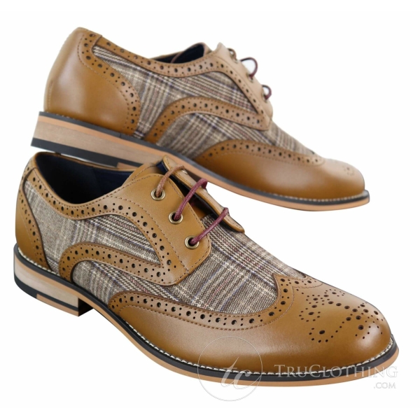 Men's Leather and Tweed Vintage Shoes - Cavani Oslo