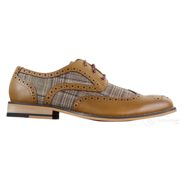 Men's Leather and Tweed Vintage Shoes - Cavani Oslo