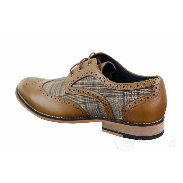 Men's Leather and Tweed Vintage Shoes - Cavani Oslo