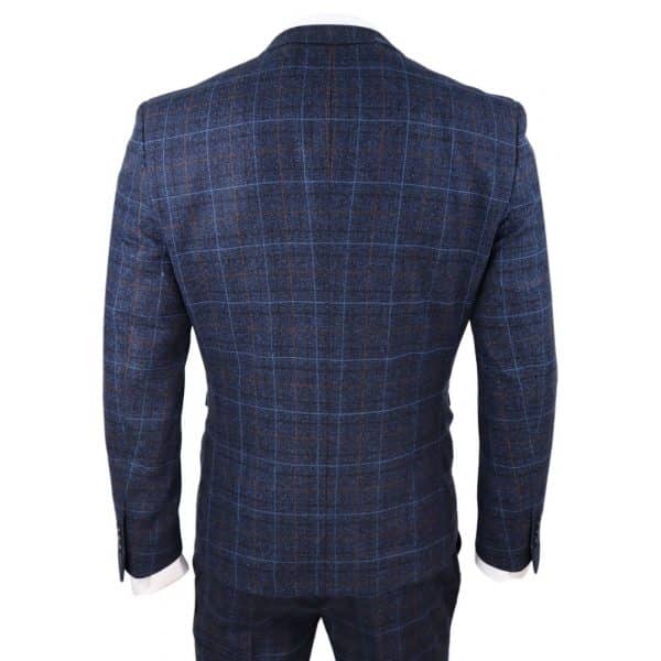 Men's Navy-Blue Tweed Check Suit - Paul Andrew Harvey