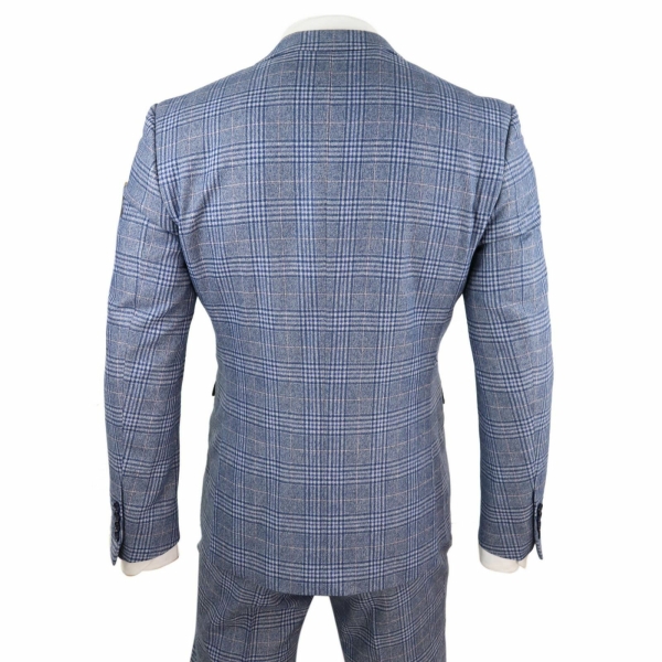 Mens 3 Piece Blue-Grey Vintage Suit - Paul Andrew Victor