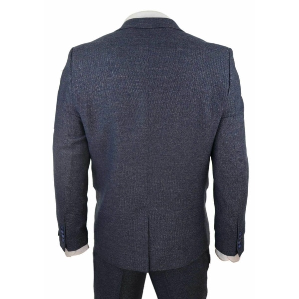 Mens 3 Piece Navy Suit with Double Breasted Waistcoat