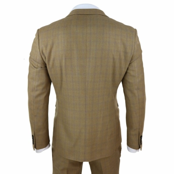 Mens 3 Piece Tan-Brown Suit with Double Breasted Waistcoat - Paul Andrew Ford