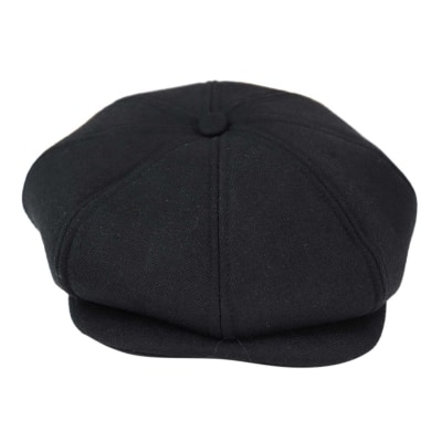 Mens 8 Panel Peaky Blinders Hat - Black