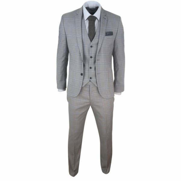 Mens Beige 3 Piece Classic Suit