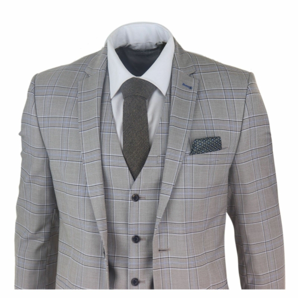 Mens Beige 3 Piece Classic Suit