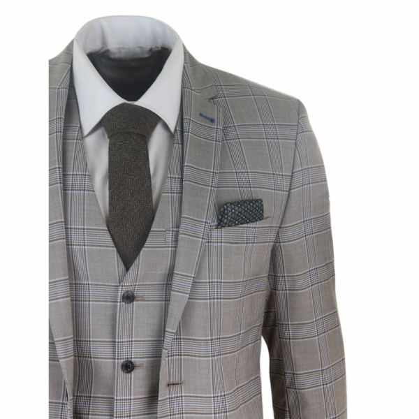 Mens Beige 3 Piece Classic Suit