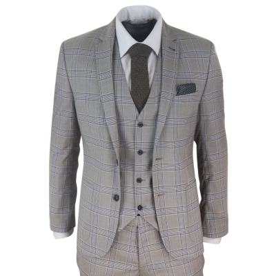 Mens Beige 3 Piece Classic Suit