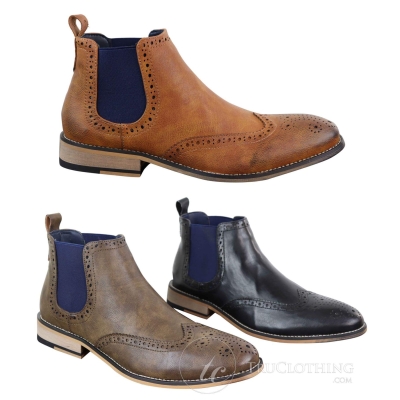 Mens Black or Brown Slip-on Chealse Boots - Cavani Hound