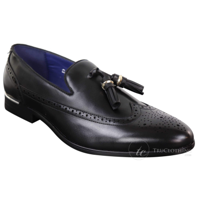 Mens Black Tassel Brogue Shoes