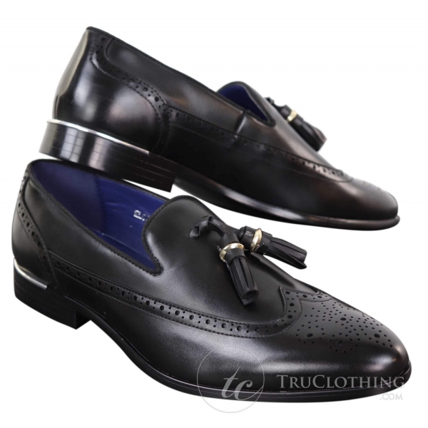 Mens Black Tassel Brogue Shoes