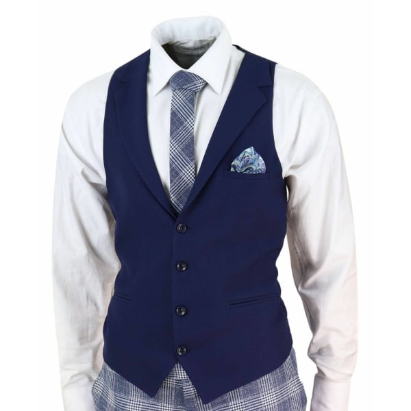 Mens Blue Check 3 Piece Suit