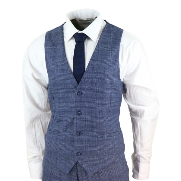 Mens 3 Piece Suit Classic Tweed Check Vintage Retro Peaky Blinders Tailored Fit