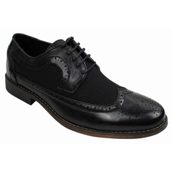 Mens Brogues Leather Shoes Italian Designer Smart Casual Brown Black Navy Retro