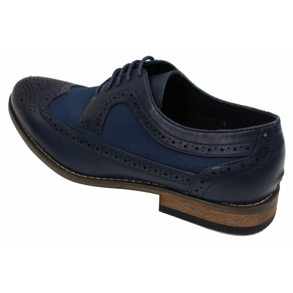 Mens Brogues Leather Shoes Italian Designer Smart Casual Brown Black Navy Retro