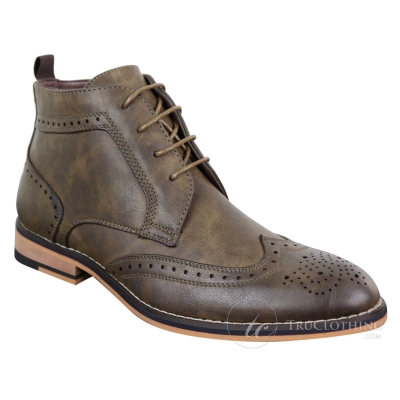 Mens Brown Laced Brogue Boots - Cavani Sava