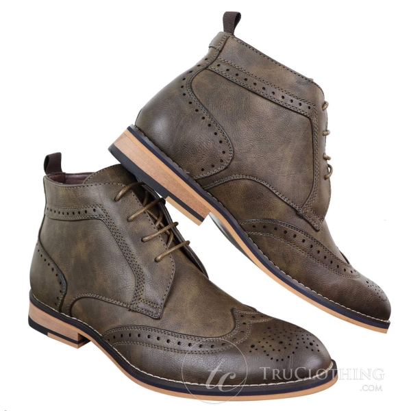 Mens Brown Laced Brogue Boots - Cavani Sava