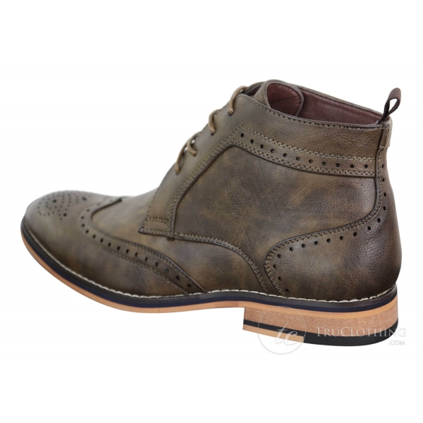 Mens Brown Laced Brogue Boots - Cavani Sava