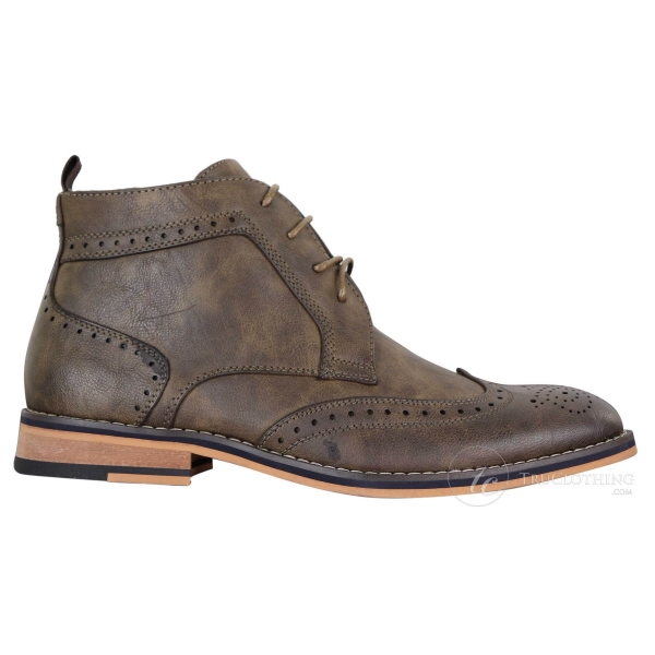 Mens Brown Laced Brogue Boots - Cavani Sava