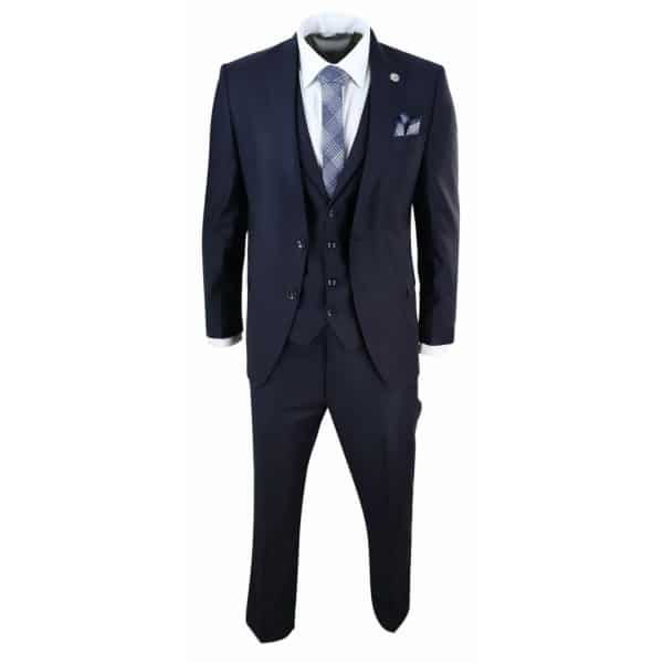 Mens Classic Navy-Blue 3 Piece Suit