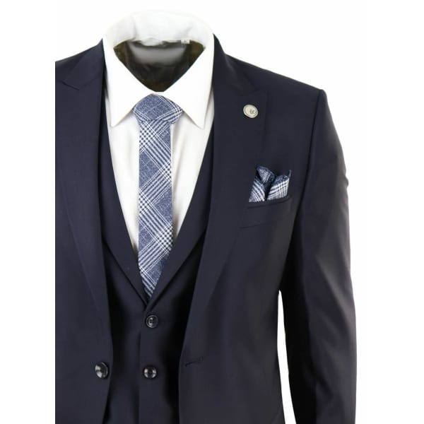 Mens Classic Navy-Blue 3 Piece Suit