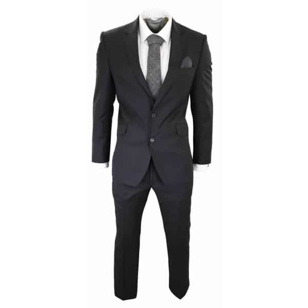 Mens Classic Plain Black Formal 2-Piece Suit