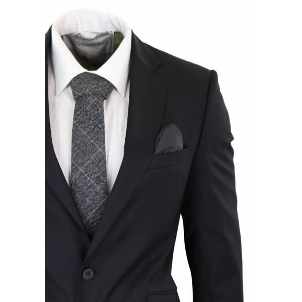 Mens Classic Plain Black Formal 2-Piece Suit