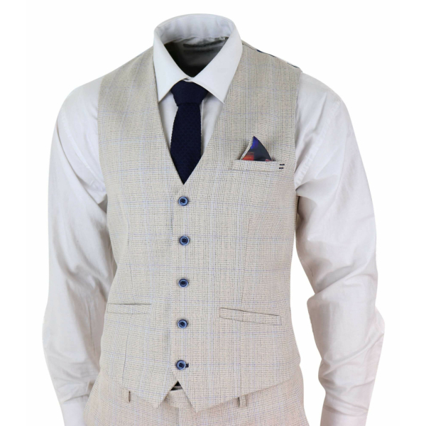 Mens Cream 3 Piece Wedding Suit - Cavani Caridi