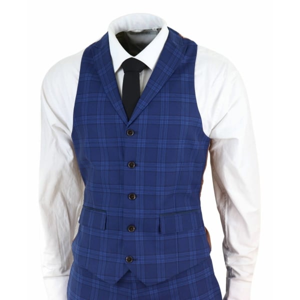 Mens Dark Blue Check Suit