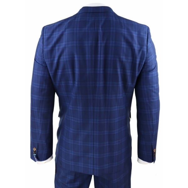 Mens Dark Blue Check Suit