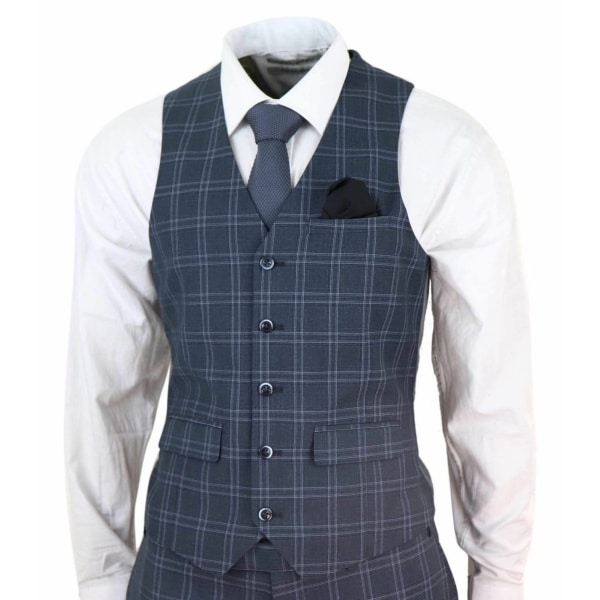 Mens Dark Grey 3 Piece Check Suit