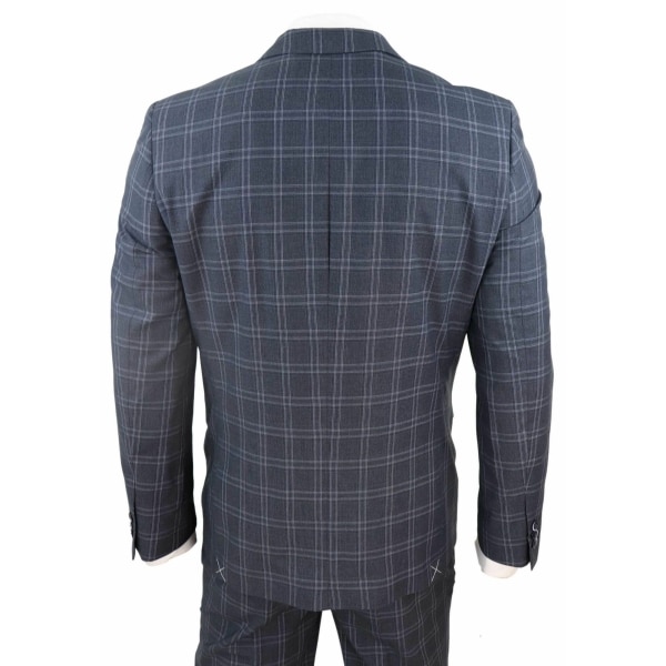 Mens Dark Grey 3 Piece Check Suit